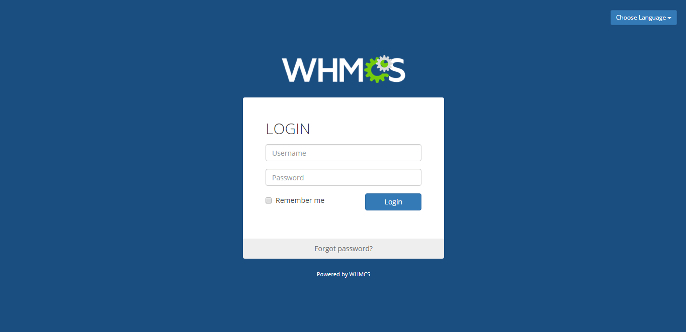 Giao diện đăng nhập Admin Panel WHMCS