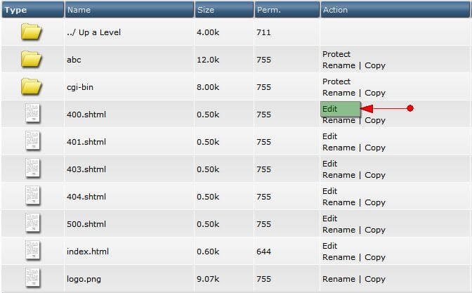 Chọn Edit file trong File Manager
