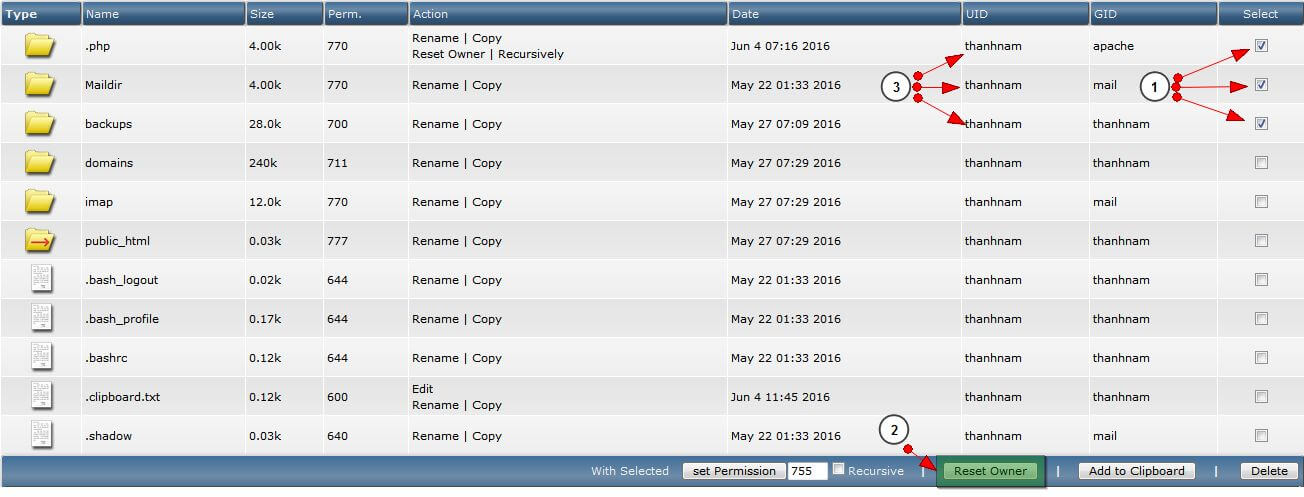 Khôi phục quyền chủ sở hữu Reset Owner