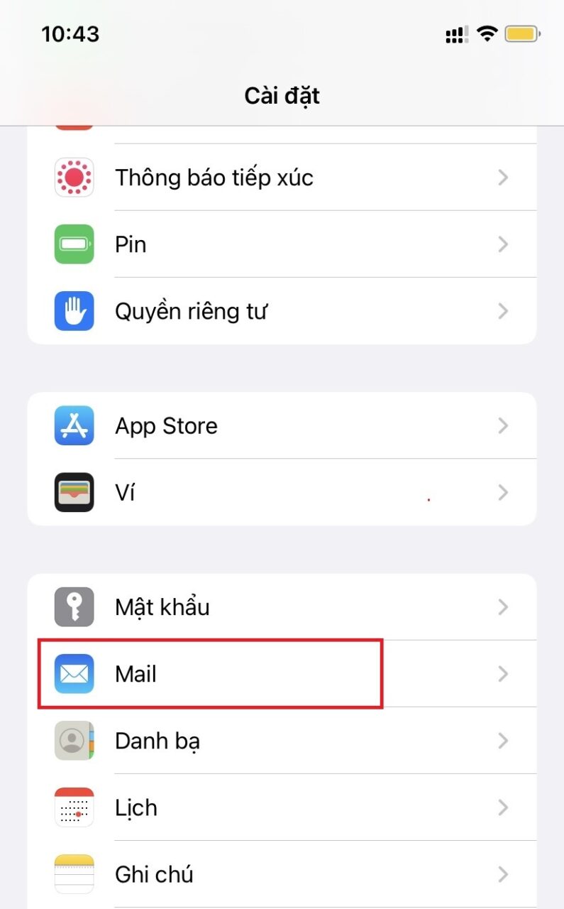 Bước 2 - Chọn Mail