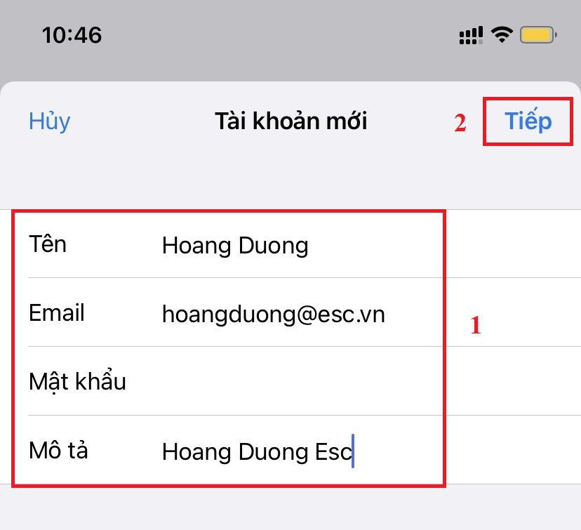 Bước 7 - Nhập thông tin tài khoản