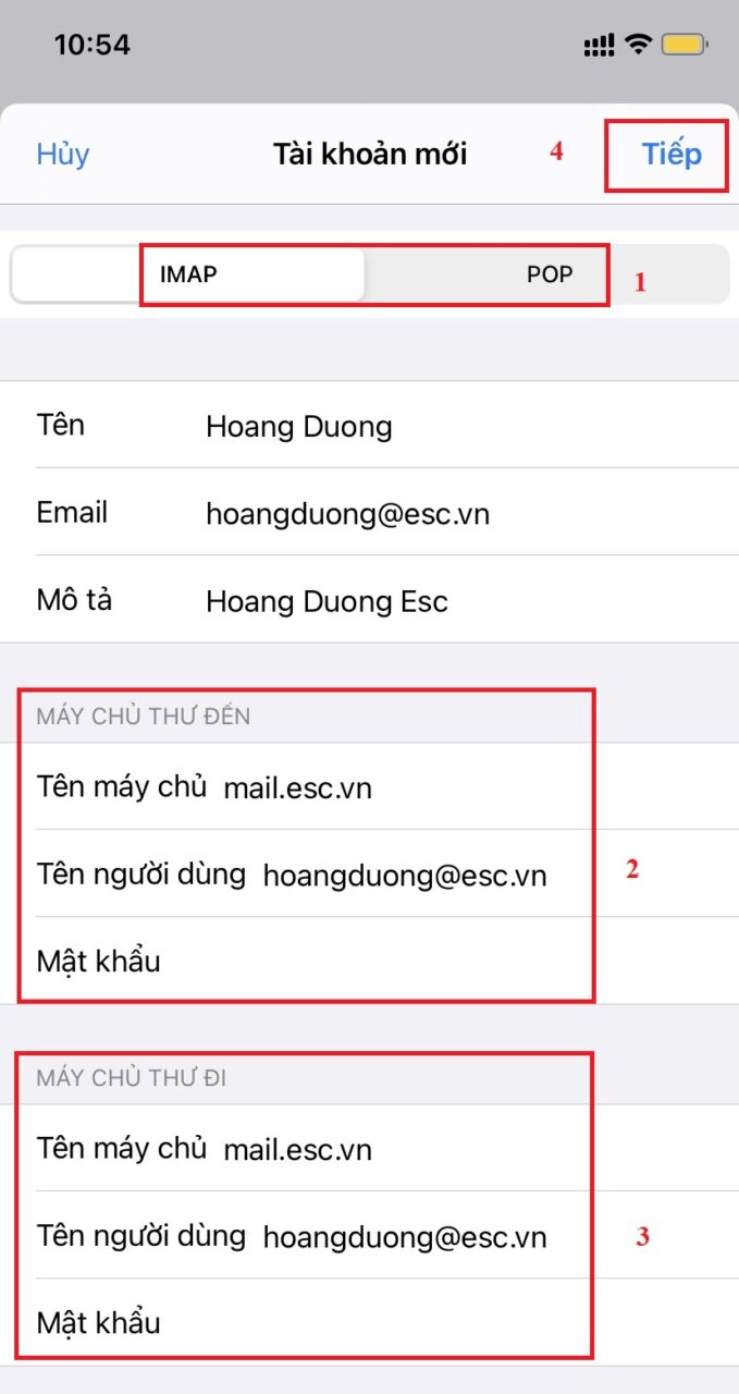 Bước 8 - Chọn giao thức và máy chủ