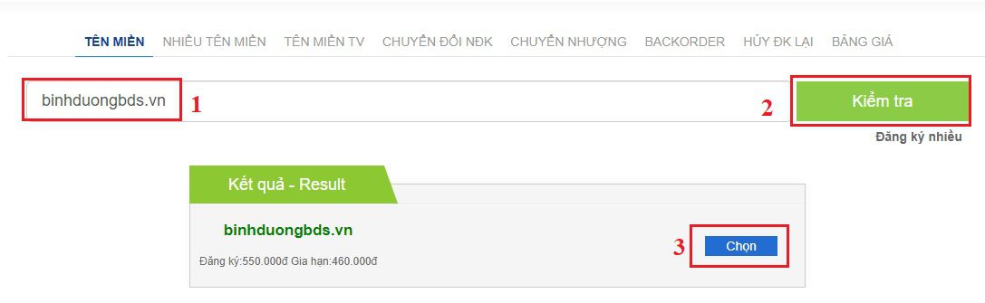 Kiểm tra trạng thái khả dụng của tên miền