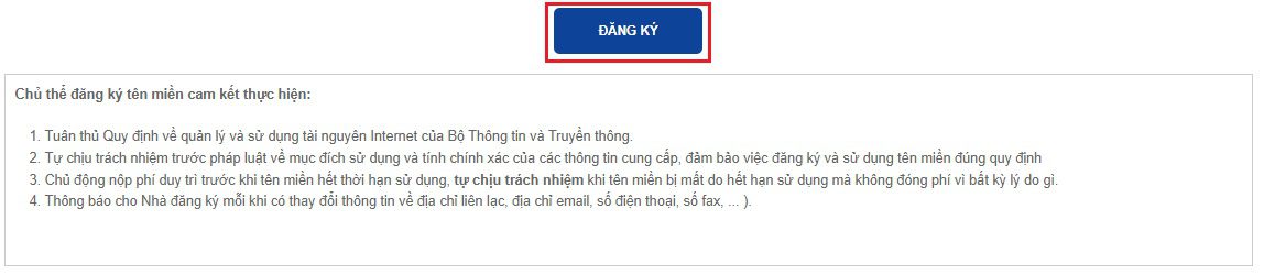 Bấm Đăng ký hoàn tất đăng ký tên miền