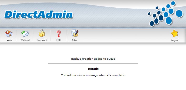 Xác nhận tạo backup thành công