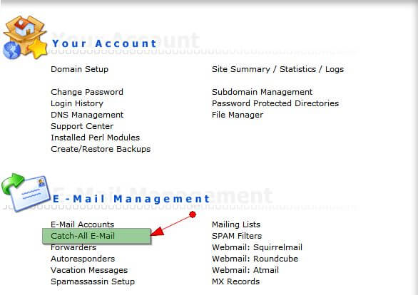 Mục Catch-All E-mail trên DirectAdmin
