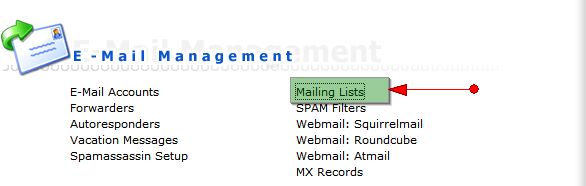 Chọn tính năng Mailing Lists