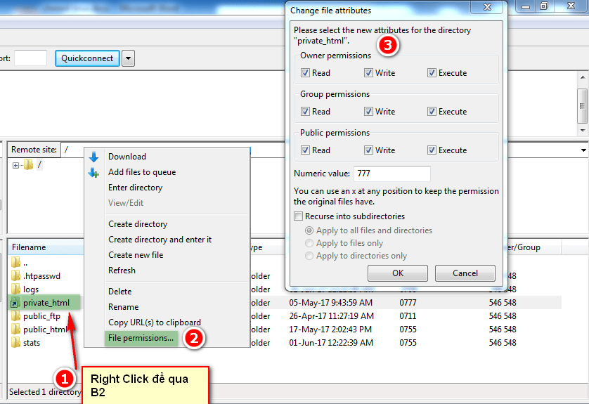 Phân quyền FileZilla