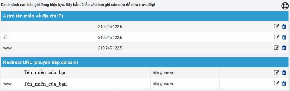 Kết quả hoàn thành cấu hình bản ghi Redirect URL