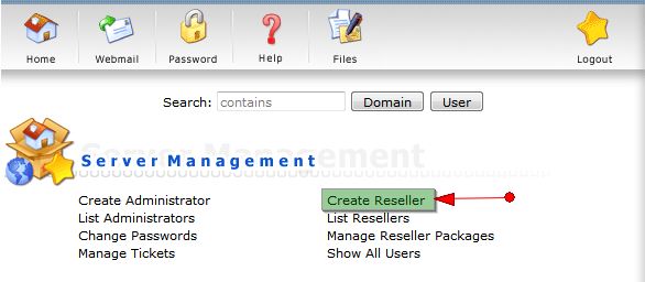 Chọn Create Reseller trên giao diện Admin DirectAdmin
