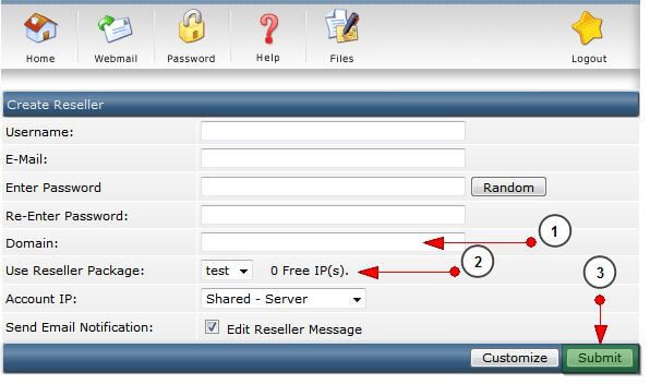 Nhập thông tin chi tiết để khởi tạo Reseller