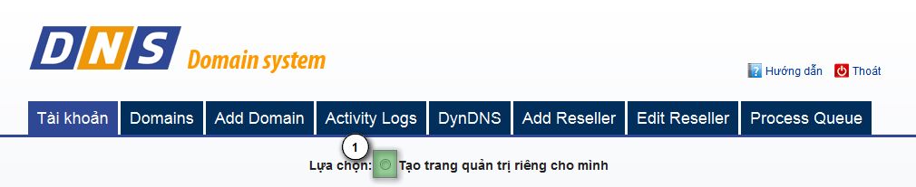 Chọn tính năng Tạo trang quản trị riêng